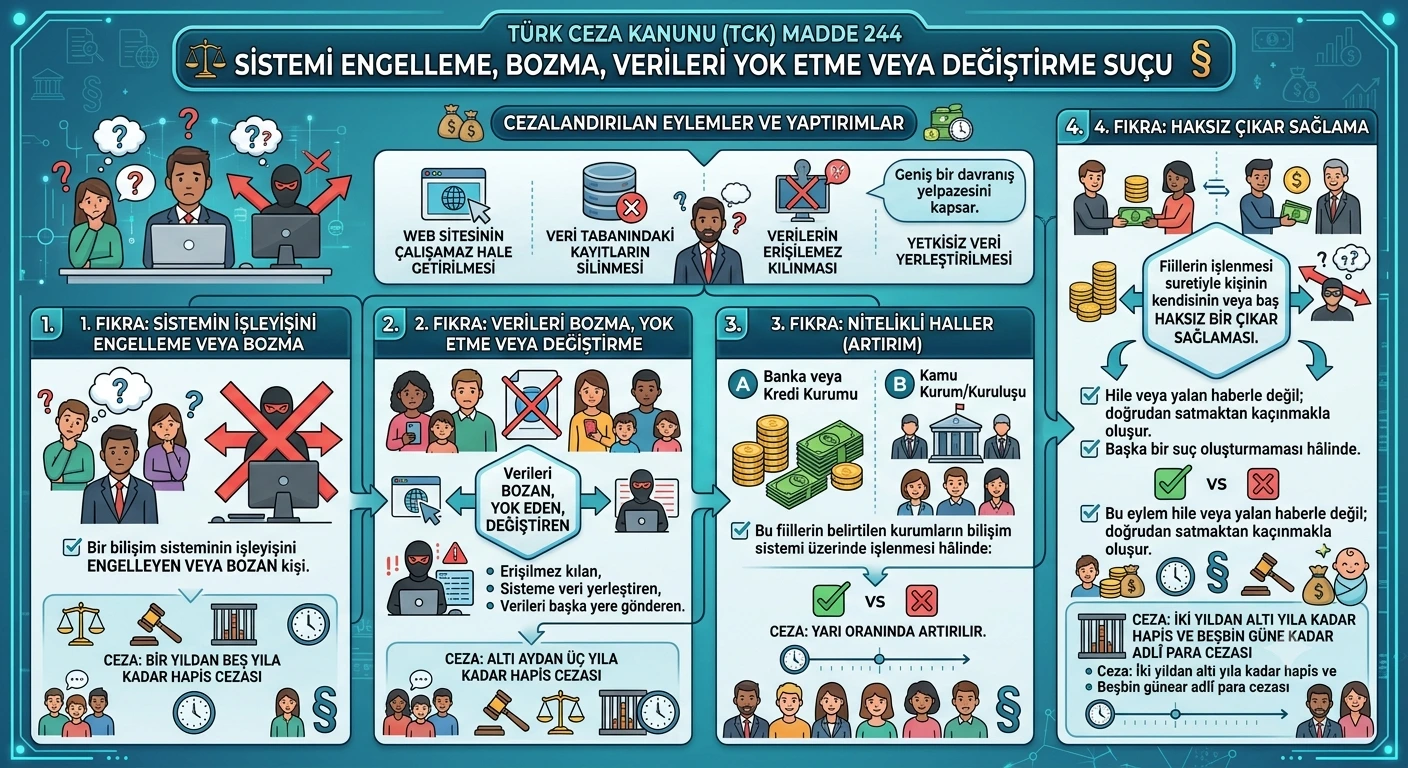Sistemi Engelleme Bozma Verileri Yok Etme veya Değiştirme Suçu